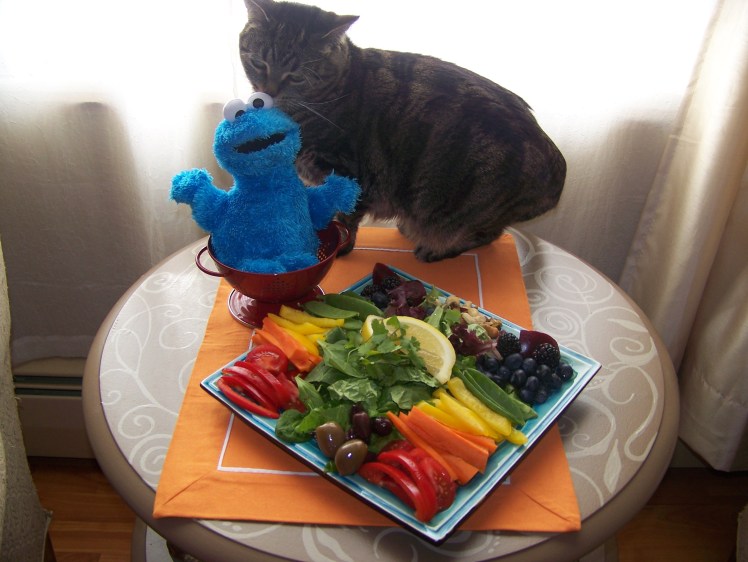 Photo-bomber Athena checking Freddie out!