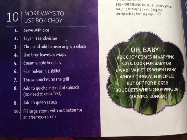 Vegetarian Times shares more uses for versatile Bok Choy