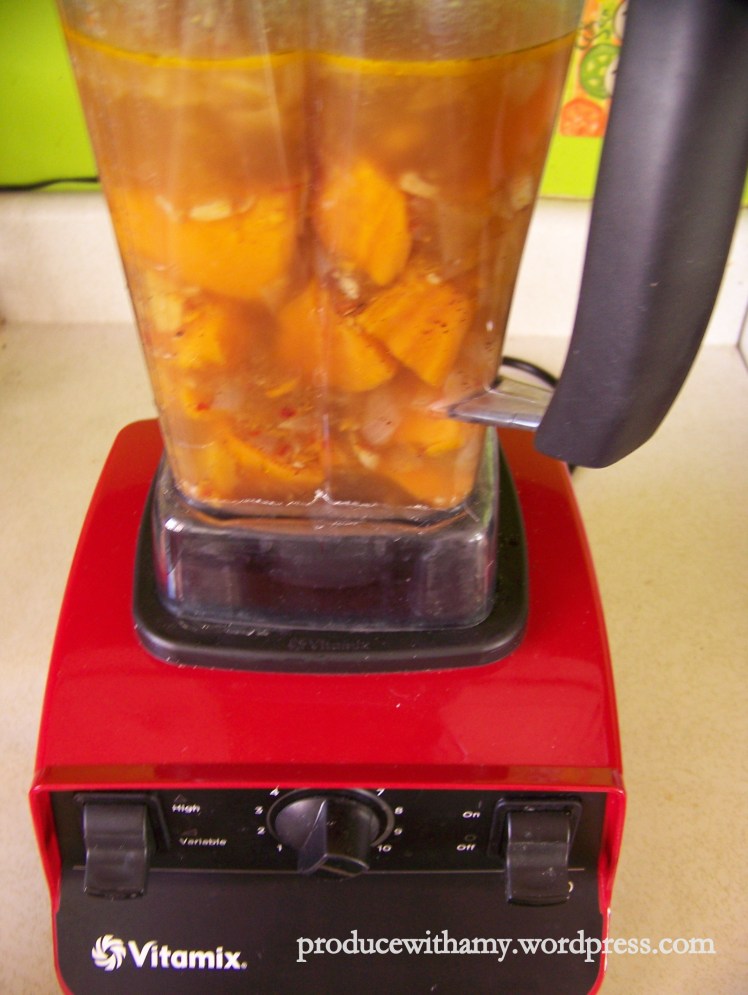 This literally took about 30 seconds to puree in my Vitamix.