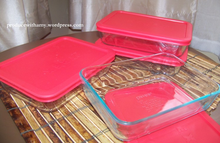 These glass containers stack neatly in the refrigerator and freezer.