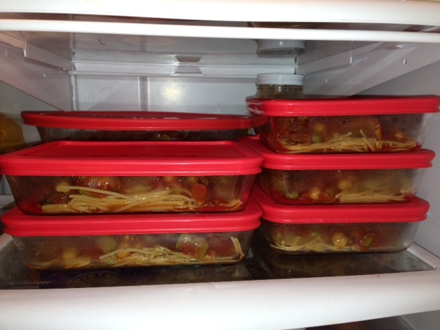 Olive marinara over whole wheat pasta.