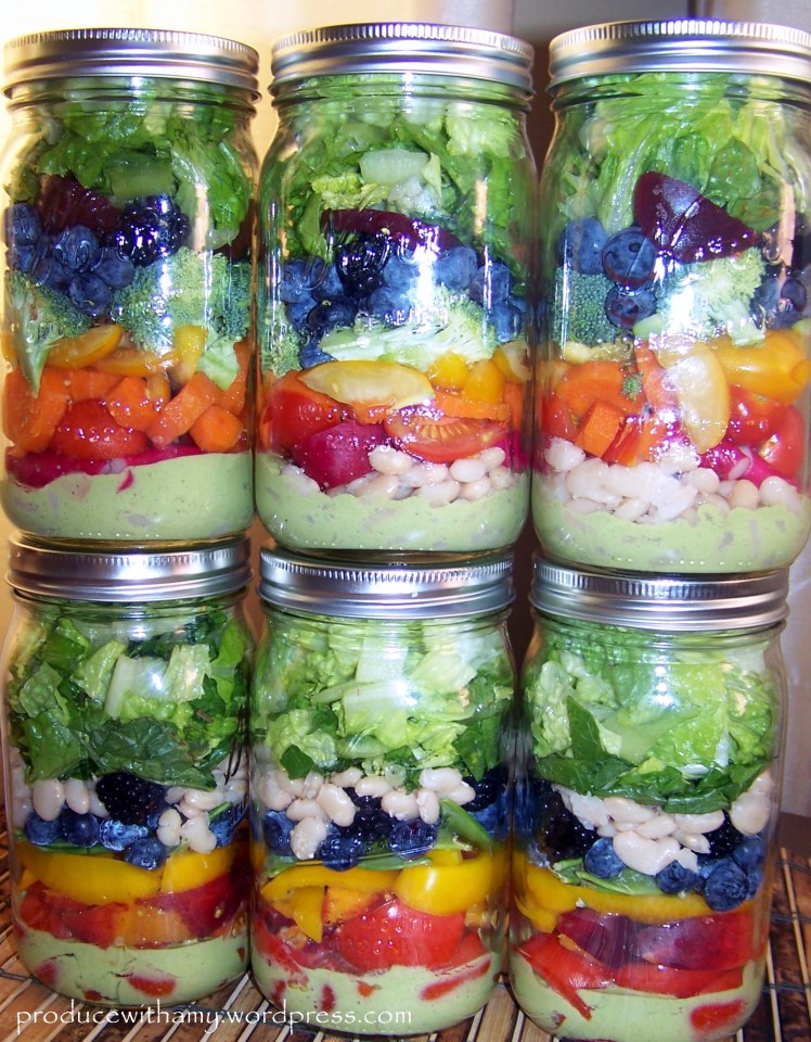 Harvest Rainbow Mason Jar Salads