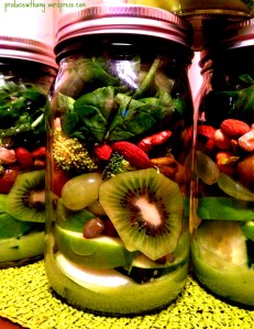 Glowing Green Mason Jar Salad with Avocado Vinaigrette