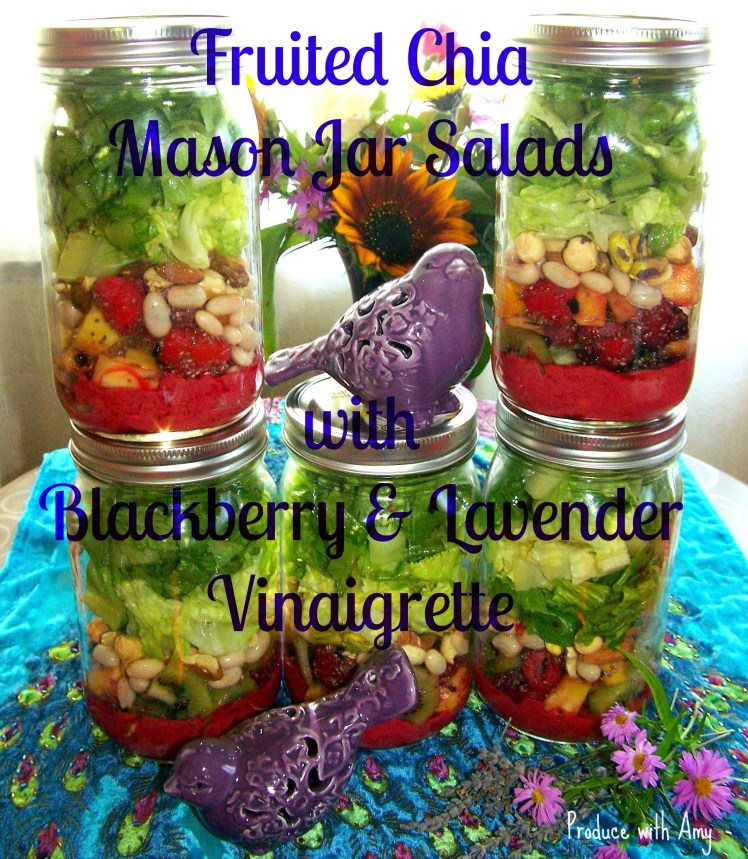 Fruited Chia Mason Jar Salads with Blackberry & Lavender Vinaigrette