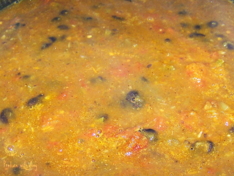 Black Bean Soup with Sweet Potatoes, Pumpkin, and Tomatoes