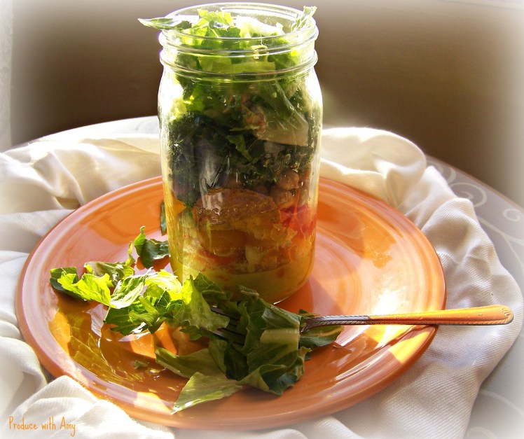 Sunshine Mason Jar Salad with Mango Dressing