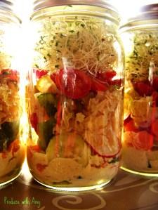 Tangy Jarred Salads with Sauerkraut, Peppers, and Pickles by Produce with Amy