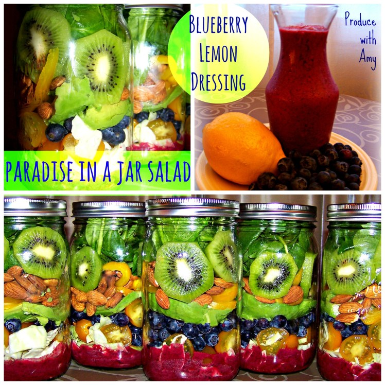Paradise in a Jar Salad with Blueberry Lemon Dressing by Produce with Amy