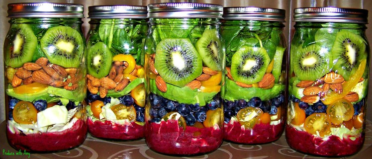 Paradise in Jar Salad with Blueberry Lemon Dressing