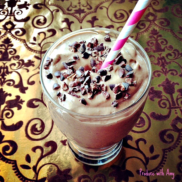 Plant-Based Chocolate Raspberry Shake with Avocado by Produce with Amy
