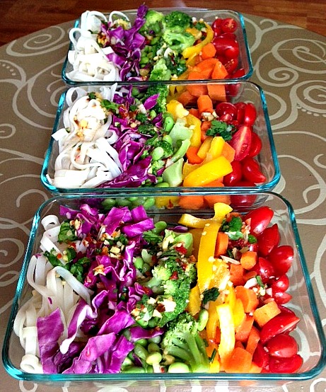 Spectrum Salad in Pyrex Containers