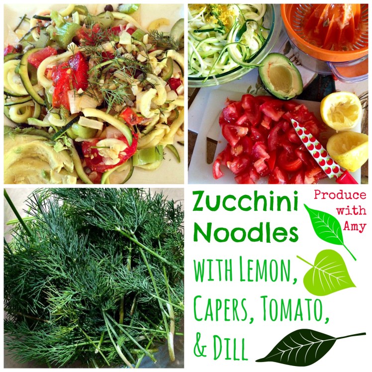 Zucchini Noodles with Lemon, Capers, Tomato, & Dill by Produce with Amy