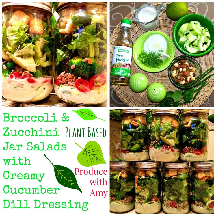 Broccoli & Zucchini Jar Salads with Creamy Cucumber Dill Dressing by Produce with Amy