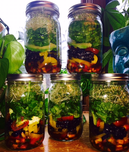 Black Bean Jar Salads with Strawberry Mango Salsa
