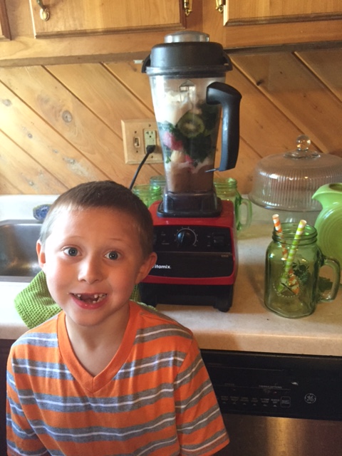 Lukas making his smoothie!