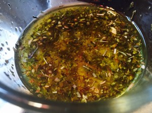 Olive oil infused with herbs